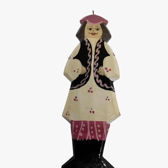 Folk Art Wood Christmas Ornament Vintage European Man Traditional Clothing - Picture 1 of 6